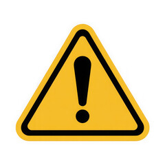 A vector silhouette of a yellow triangle sign with a black exclamation mark isolated on white and transparent background