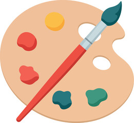 Artist s palette with brush colorful paint