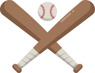Baseball bats crossed with ball