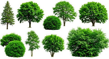 set of green trees