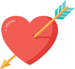 Red heart pierced by cupid s arrow love symbol