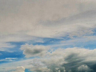 Dramatic cloudy blue sky. Nature background for design and sky replacement.