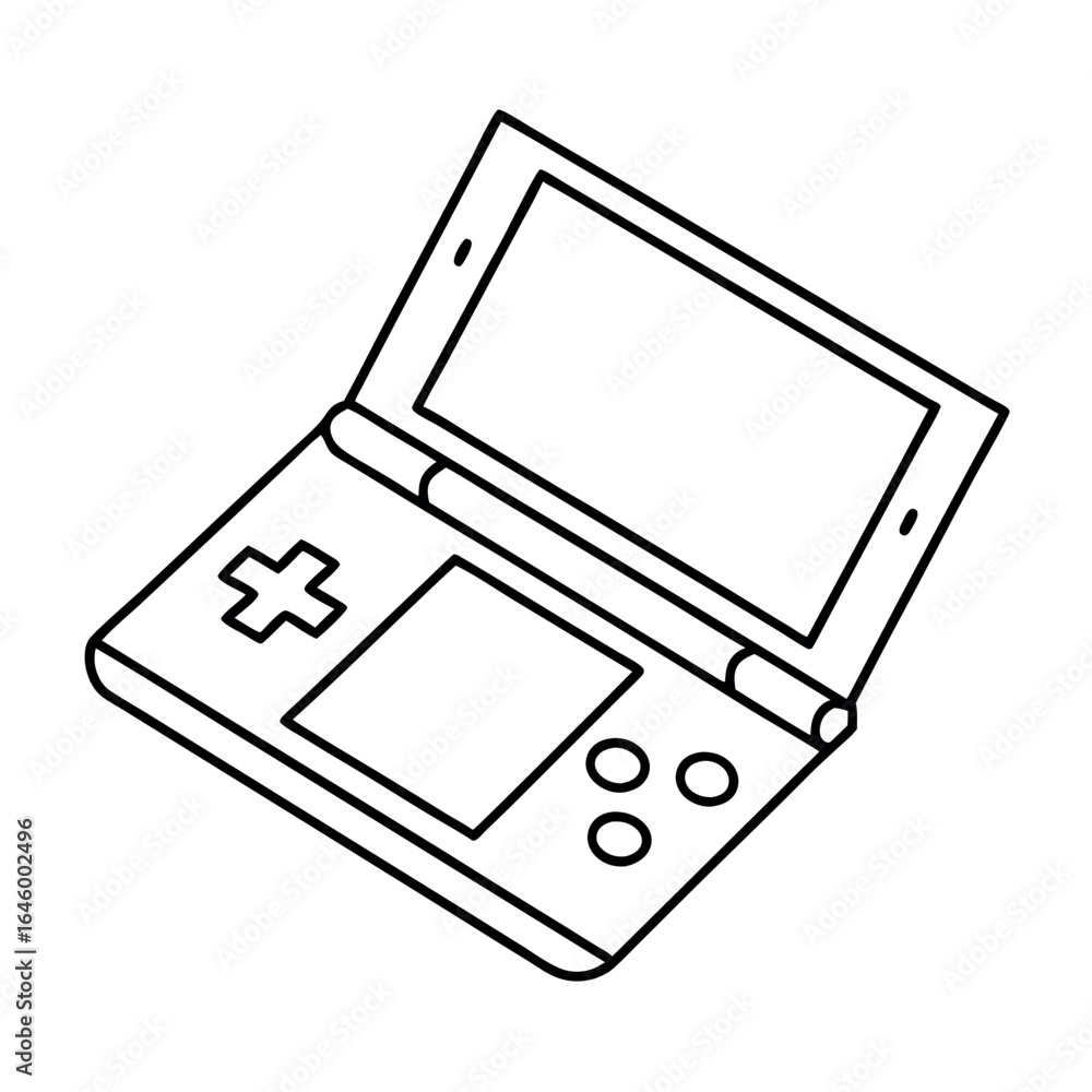 Aufkleber simple and clean vector illustration of a handheld gaming device with buttons