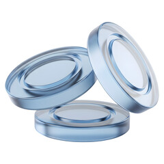 3D Blue Glass Coins Icon, Money and Finance Symbol