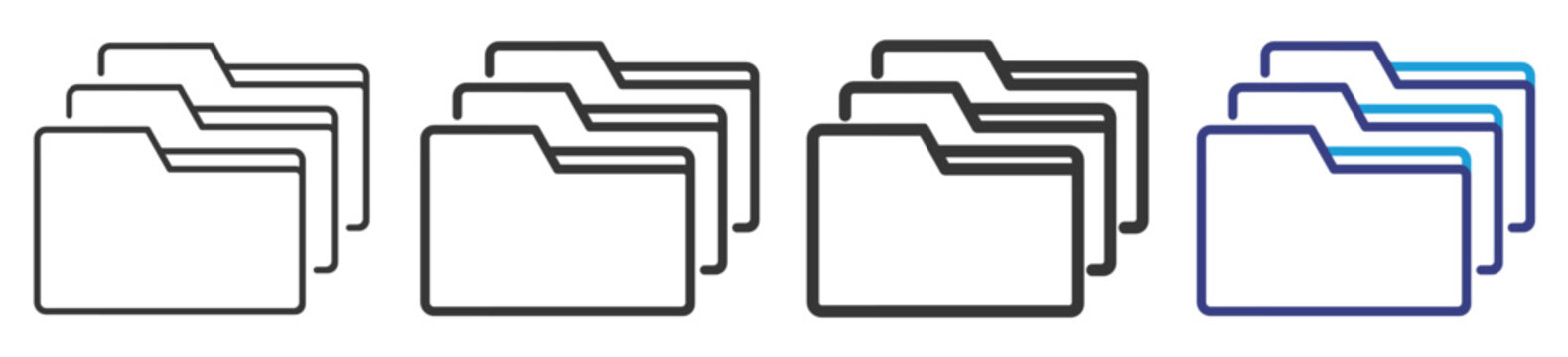 Folder Icon Set Illustration with Outline Style Variation