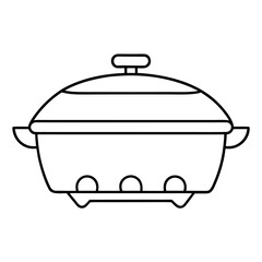 Modern electric skillet with lid clean minimalist vector illustration