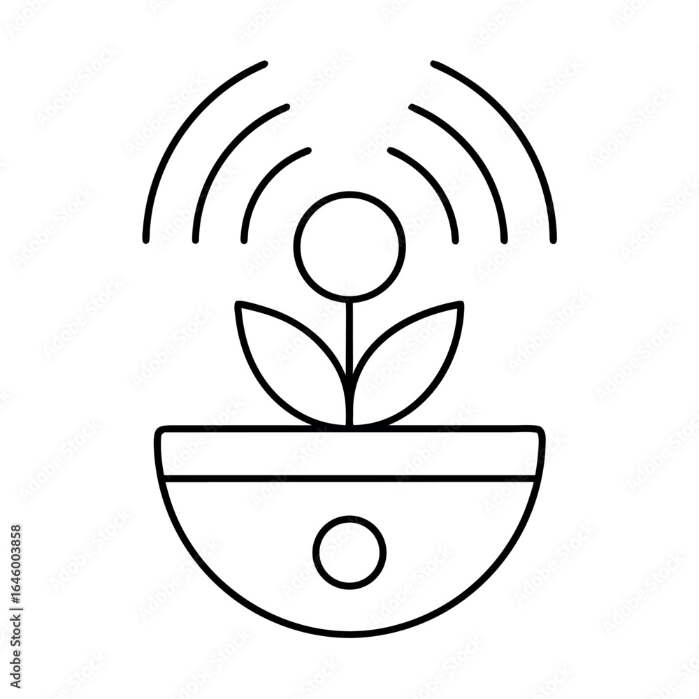 Poster clean vector illustration of a smart garden sensor with minimal details