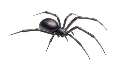 Detailed black spider isolated on transparent background