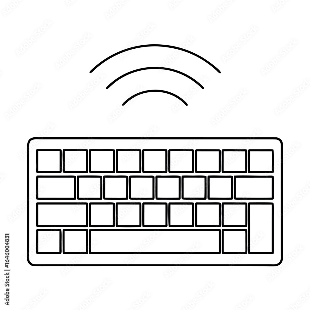Poster minimalist wireless keyboard with simple line art design