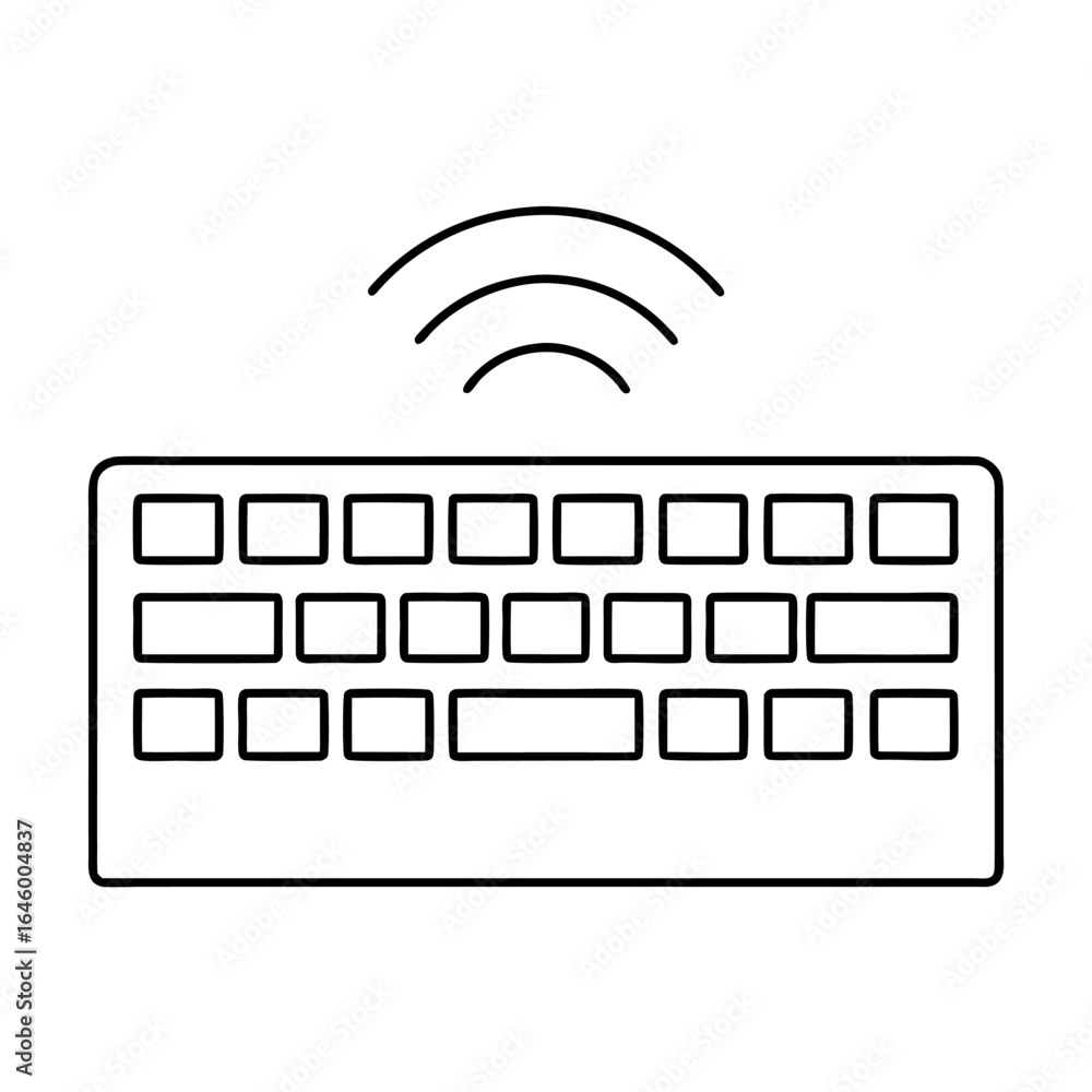Poster minimalist wireless keyboard icon with simple line art design