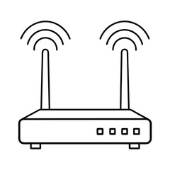 Minimalist line art wireless router with antenna icon