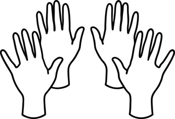 Fototapeta premium Hand showing five fingers outline drawing illustration. one continuous line drawing of human hand goodwill gesture.character, outline, finger, continuity, person, showing, business, communication, 