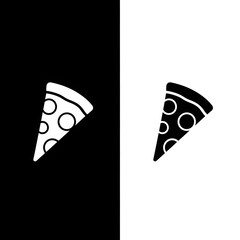 Minimalist Black and White Pizza Slice Icon – Flat Vector Design
