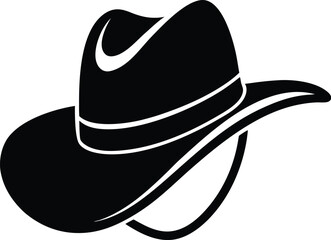 Classic black cowboy hat silhouette on white