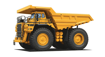 Fototapeta premium Ultra Large Mining Dump Truck Illustration – Heavy Quarry Vehicle on Transparent Background