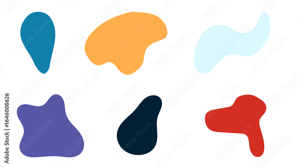 Poster collection of modern abstract organic blob shapes. colorful graphic design elements with solid color