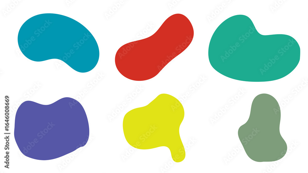 Poster set of modern abstract organic blob shapes. collection of colorful retro-style graphic design elemen