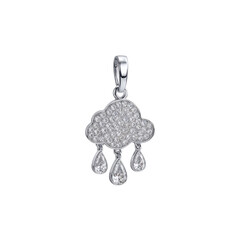 Sparkling Cloud and Raindrops Pendant Charm Elegant Silver Jewelry