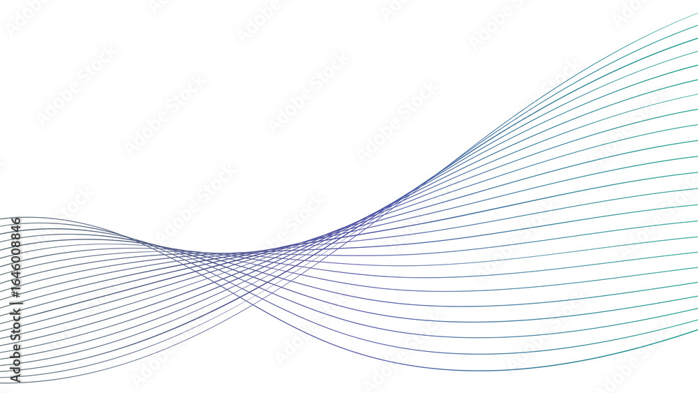 Poster abstract background of flowing wavy lines in a smooth blue and purple gradient, for modern technolog