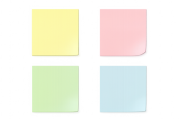 Four colorful sticky notes with transparent background ready for your message