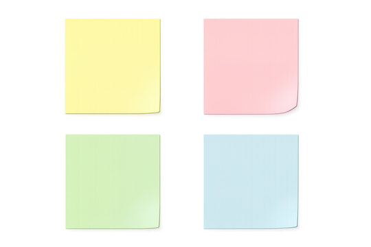Four colorful sticky notes with transparent background ready for your message