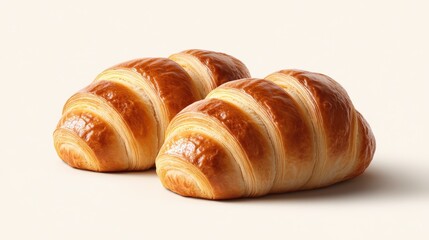Freshly Baked Croissants on Light Background with Crisp Texture