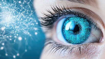 Eye Tracking Technology Medical device tracking eye movements during an examination, with detailed data analysis.