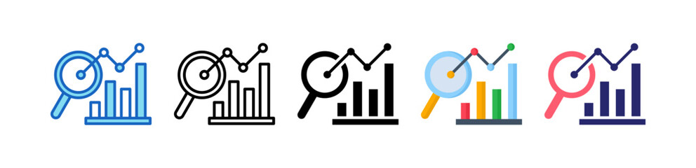 Analytics Multiple Style Icon Set Collection. 