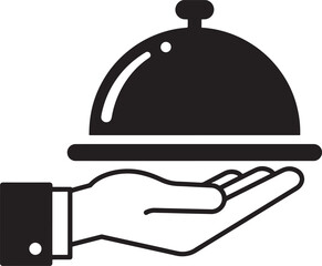 Obraz premium Hand serving food under a cloche or dome