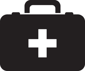 Obraz premium Black first aid kit icon with white cross symbol