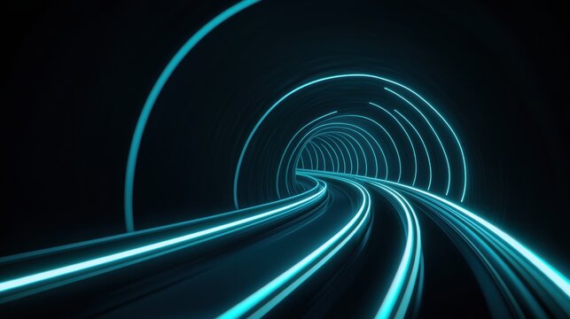 Train Futuristic Tunnel Design Close up of the intricate details and glowing lines within a hyperloop tunnel, emphasizing technology.