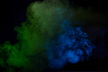 Blue and pink steam on a black background.