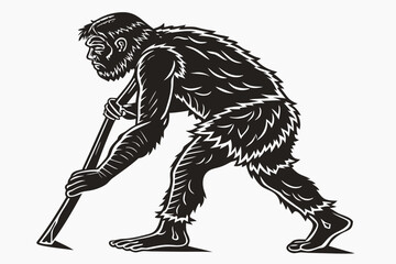 Fototapeta premium Prehistoric Man with Primitive Tool.