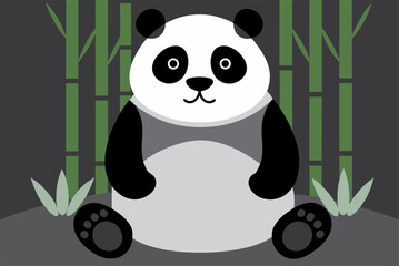 Stylish vector panda illustration with precise shapes and strong contrast, suitable for print, web, apparel and environmental designs