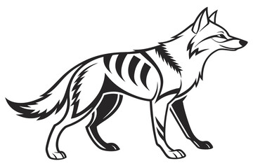 Stylized Black and White Wolf Illustration.