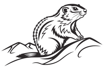 Naklejka premium Stylized Marmot Sitting on Rocks Illustration.