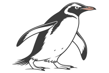 Fototapeta premium Stylized Penguin Walking with Wings Outstretched.