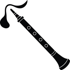 Elegant black flute silhouette on white background