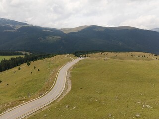 Fototapeta premium Aerial view of the Transalpina road in Romania. The Transalpina, or DN67C, is a 148-km national road located in the Carpathians. It is the highest road in Romania.