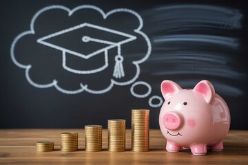 Saving for college education with piggy bank idea