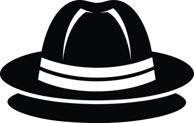 Classic black hat silhouette on a clean white background