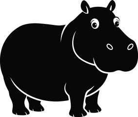 Minimalist hippo silhouette on white background