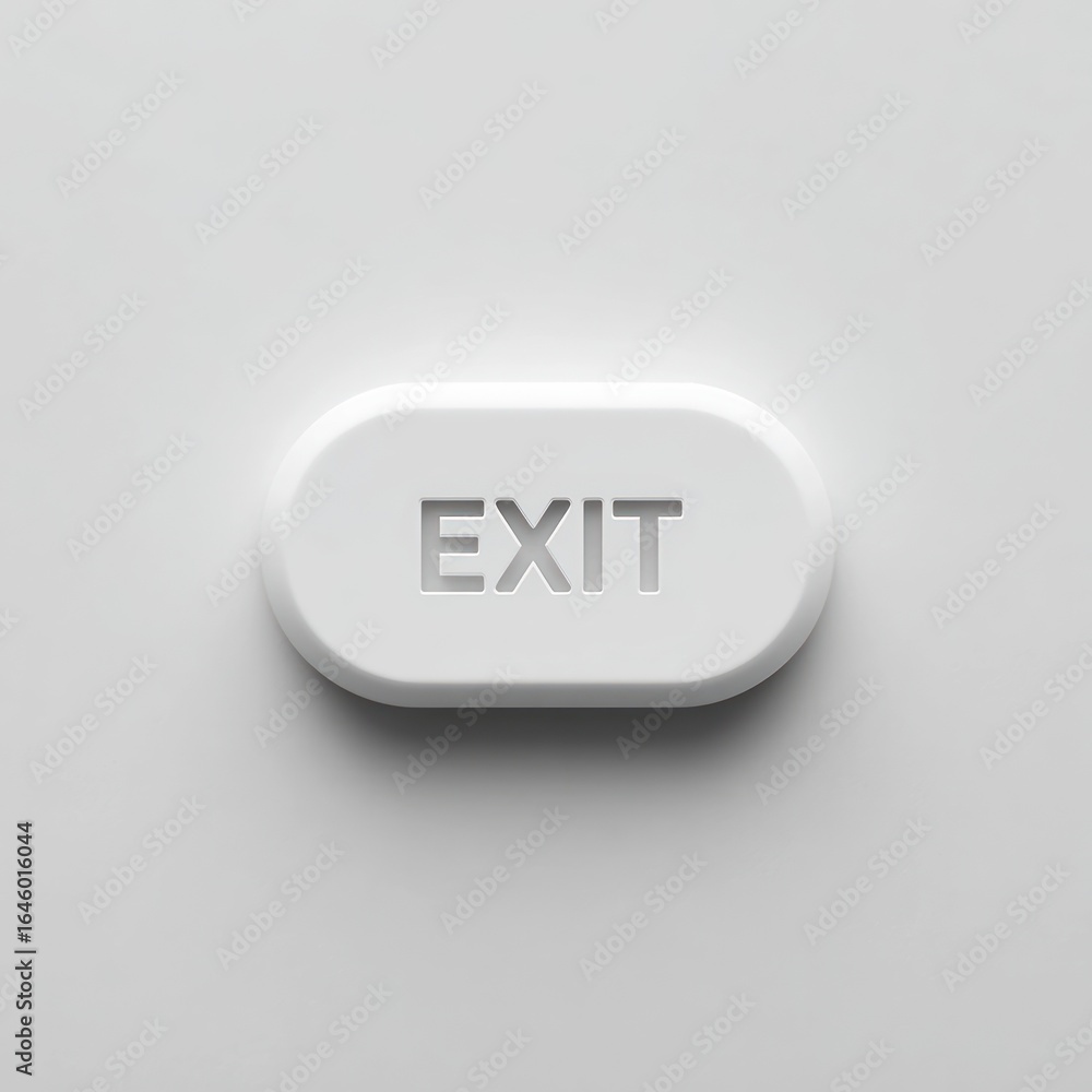 Poster 3d oval exit button on plain surface