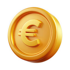 Obraz premium Golden Euro Coin with Euro Symbol Isolated on Black Background currency isolated on a transparent background