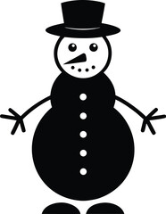 Black snowman silhouette on white background