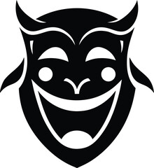 Black comedy theater mask silhouette on white
