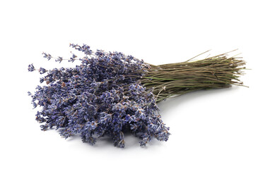 Bunch of fragrant lavender flowers isolated on white