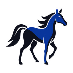 Fototapeta premium Stylized Blue and Black Horse Silhouette equine animal
