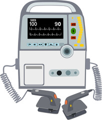 Medical defibrillator and ECG monitor vector illustration