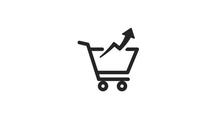 Shopping Cart with Upward Arrow Graph Illustration Representing Business Growth and Sales Increase